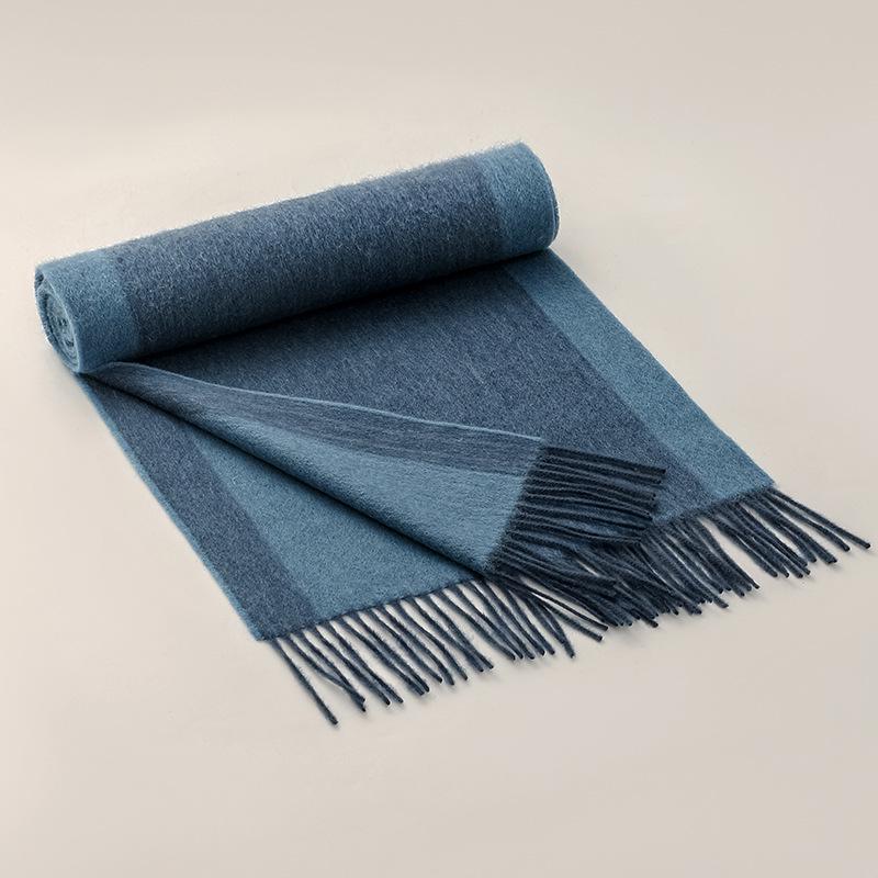 

Мужской двухцветный градиентный шерстяной шарф - корейский стиль 2024 года, мода осень/зима, теплый и стильный