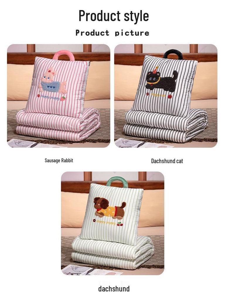 Office Nap Pillow Blanket: 2-in-1 Sofa Throw & Car Cushion Quilt
