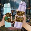1PC Leopard Print Lips Art Print 750ml Color Plastic Sports Water Bottle Leakproof Flip Straw Lid Suitable for Sports Office Home Use