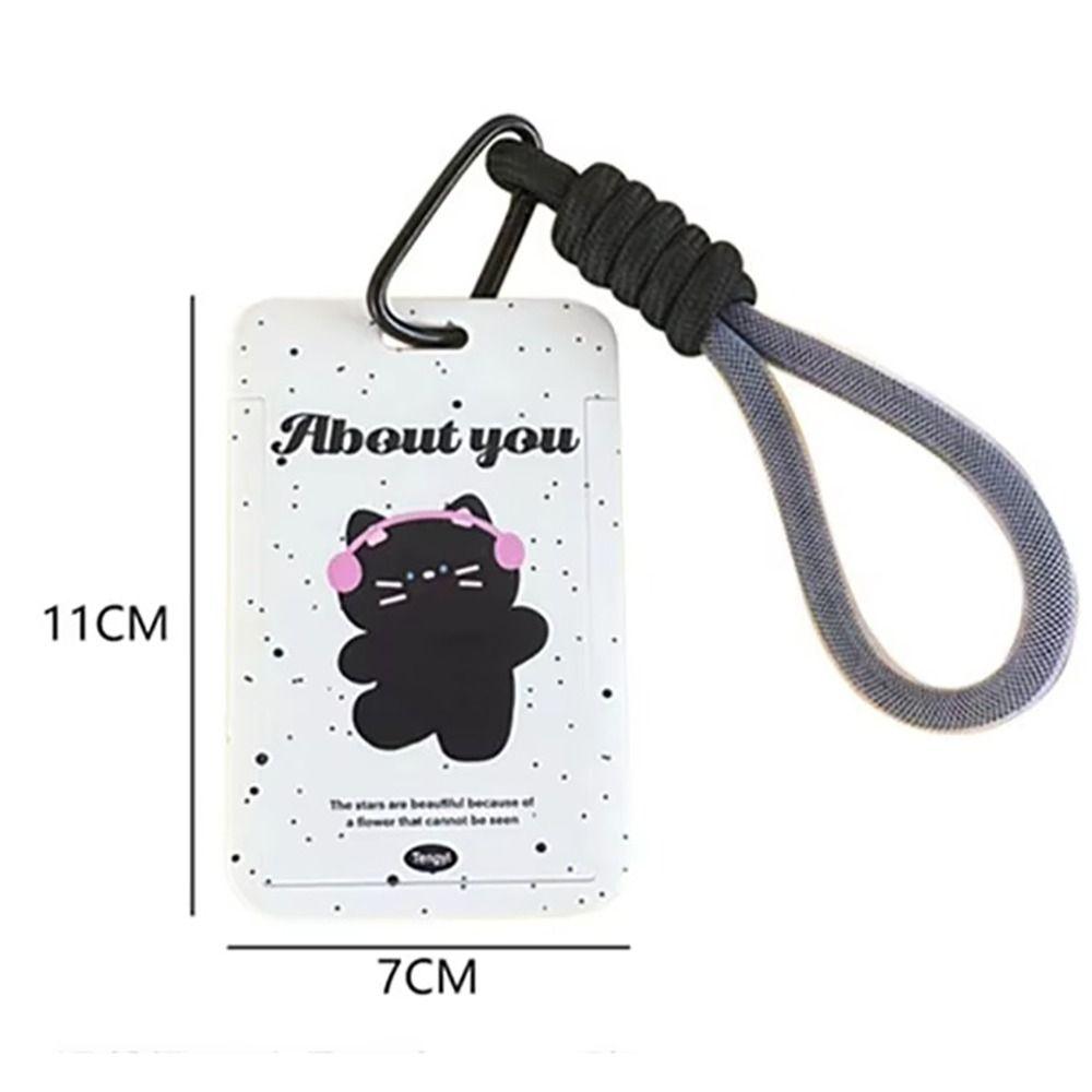 Cute Plastic Card Holder Kawaii Cartoon ID Holders with Lanyard Card Cover Case for Students
