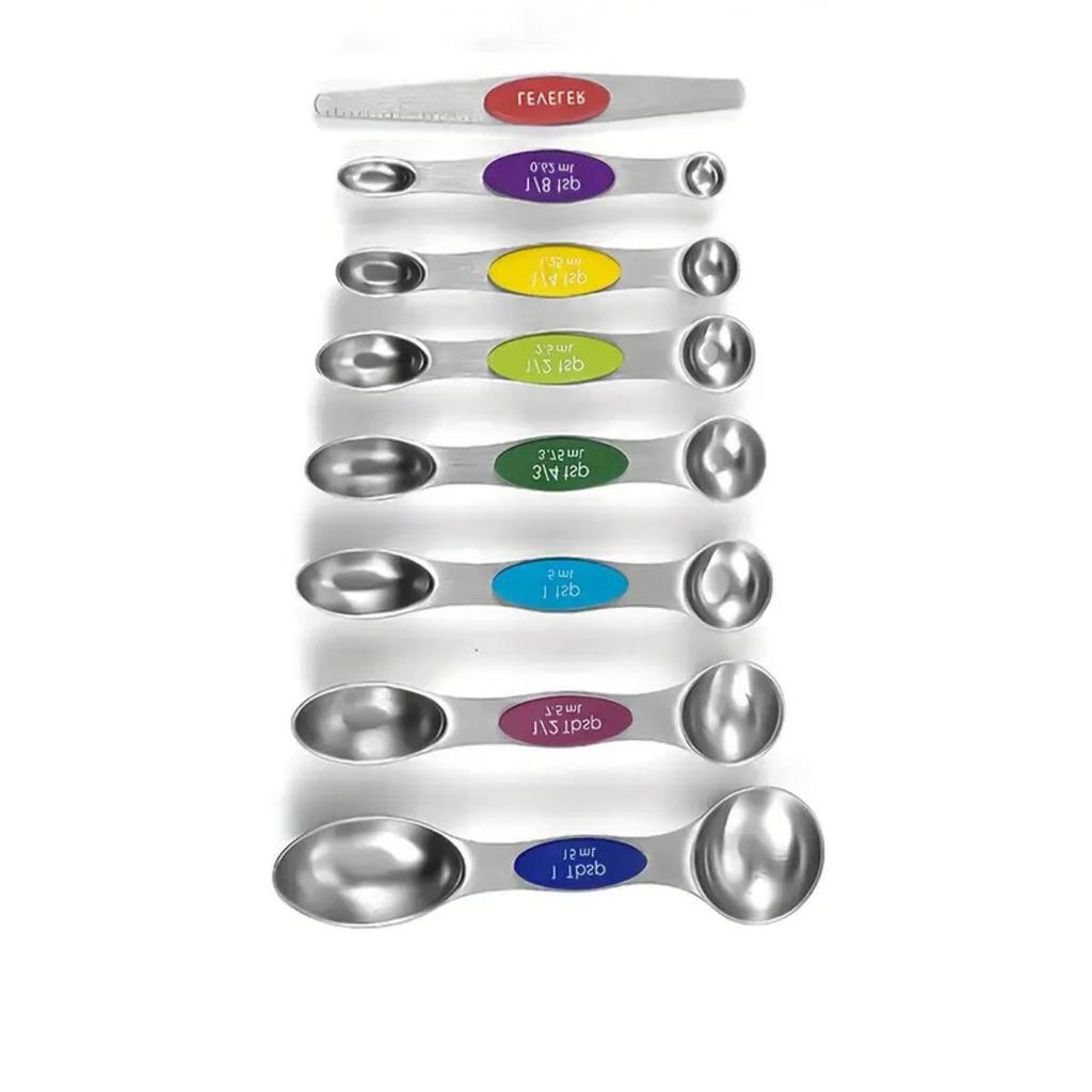 Magnetic Stackable 430 Stainless Steel Double-Ended Measuring Spoon Set with Scale