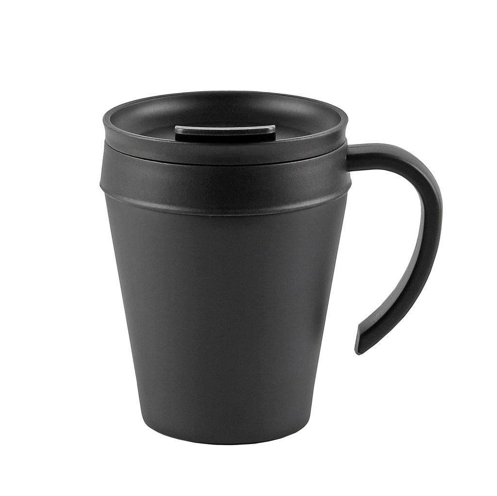 [BLKP] Pearl Metal Stainless Steel Mug, 330ml, with Lid, Limited Edition, Black, Insulates for Hot and Cold Drinks, BLKP Black, AZ-5022