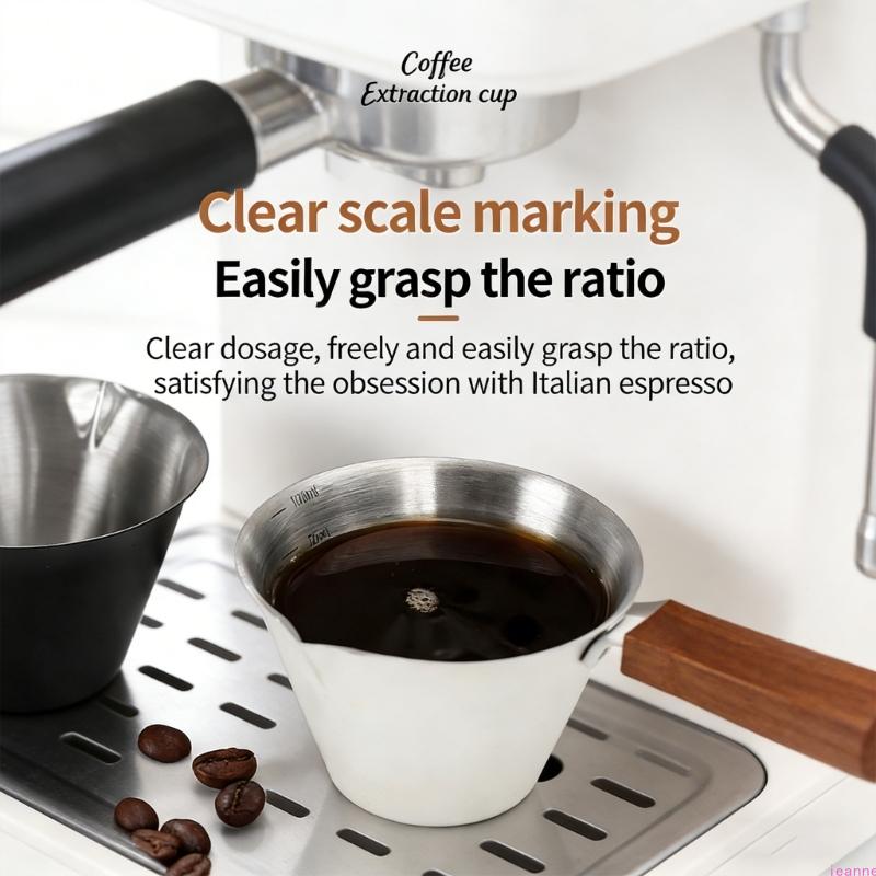 Precise Capacity Measure Tool for Coffee Durable Nonrust Steel Espressos Measuring Device Feature Elegant Wood Design
