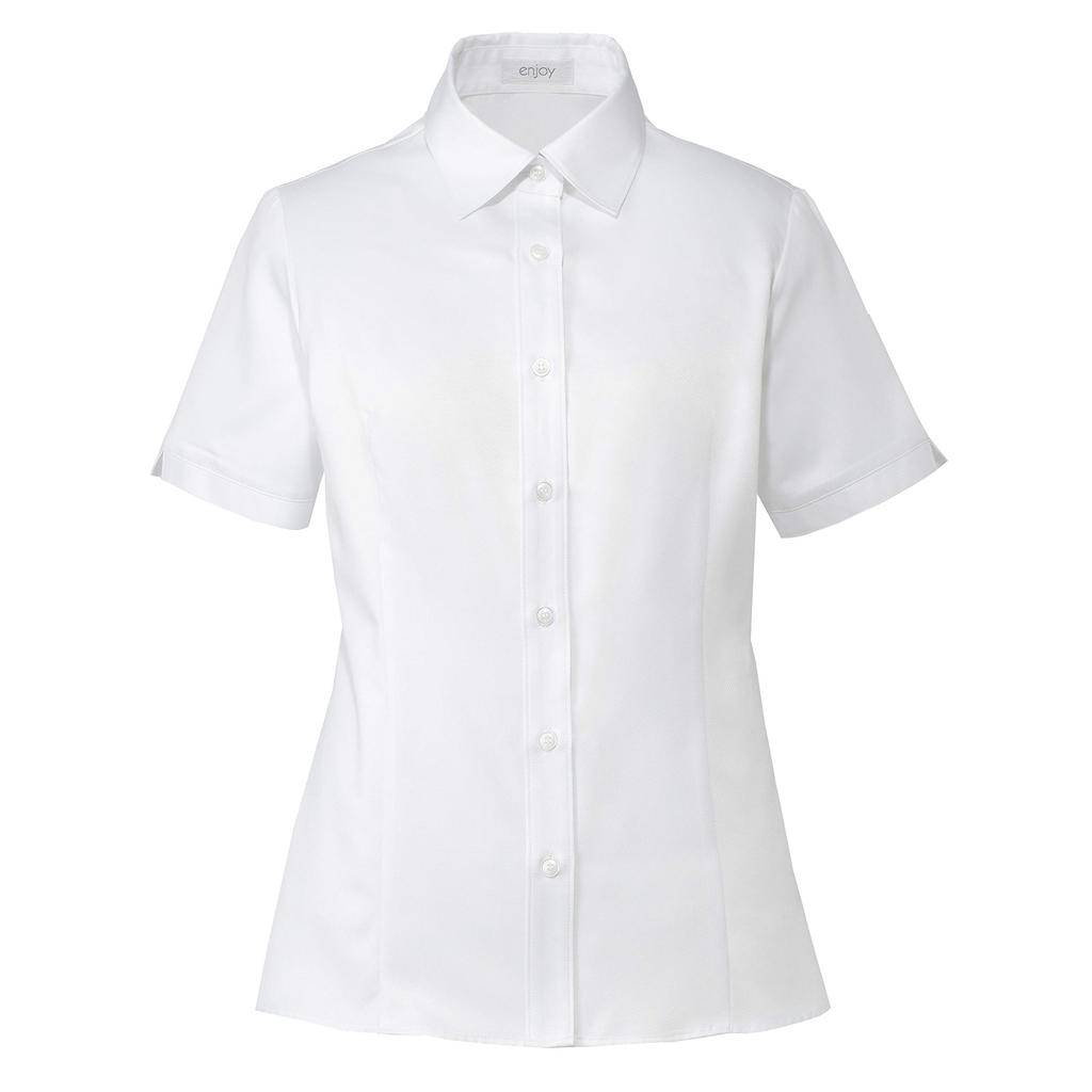 ENJOY ESB594 FINE KERSEY Short Sleeve Shirt Size 17 Blouse, White,