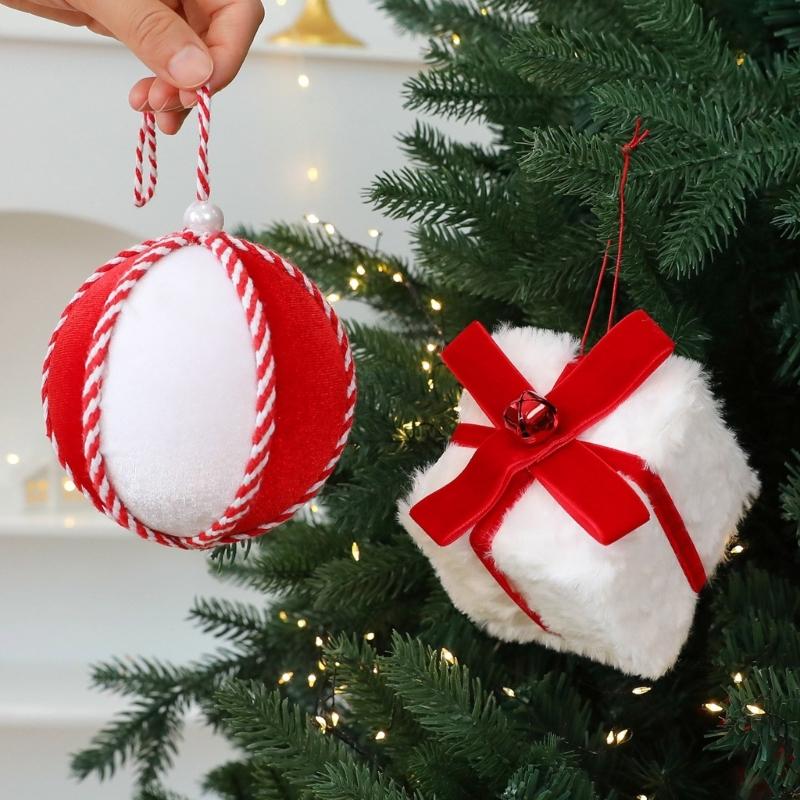 Decoraciones de Árbol de Navidad Terciopeladas Variadas Adornos Festivos Seguros Para Niños Mascotas Suministros de Manualidades Duraderos
