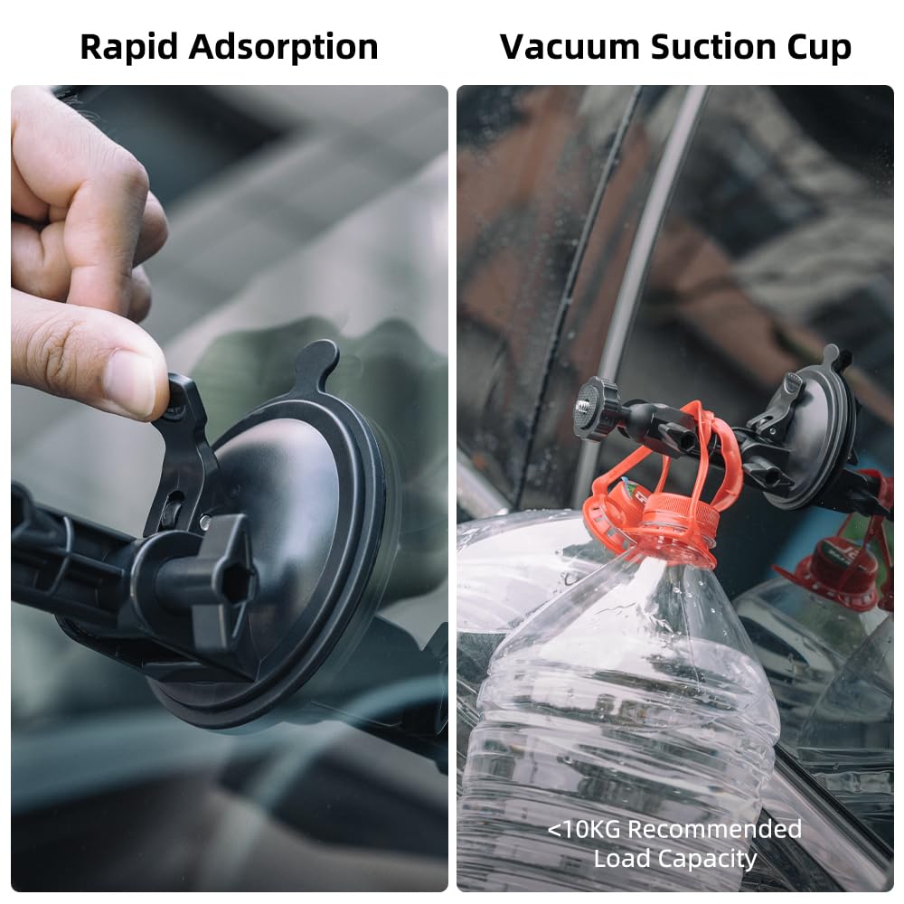 SUREWO Pocket 3 Suction Cup Mount, Car Mount Windshield Dash Holder Kit with Expansion Adapter for DJI Osmo Pocket 3, Go Pro Hero 131211109876, DJI