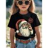 Children's clothing, fun Christmas pattern printed T-shirt, casual round neck short sleeved quick drying children's T-shirt
