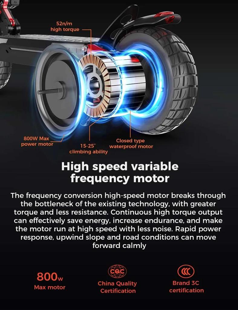 Elektrická koloběžka iScooter iX4 800W Motor 48V15Ah Lithium-iontová baterie Maximální rychlost 45km/h Maximální dojezd 40-45km