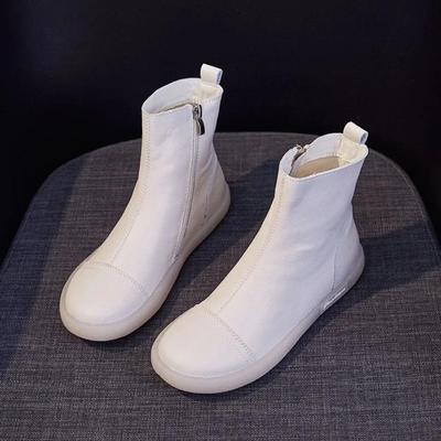 Stivaletti da Donna Autunno Inverno Nuovo Articolo Pelle Bovina Suola Morbida Stivali da Donna Scarpe Casual Alte alla Caviglia Cerniera Laterale Stivaletti da Donna