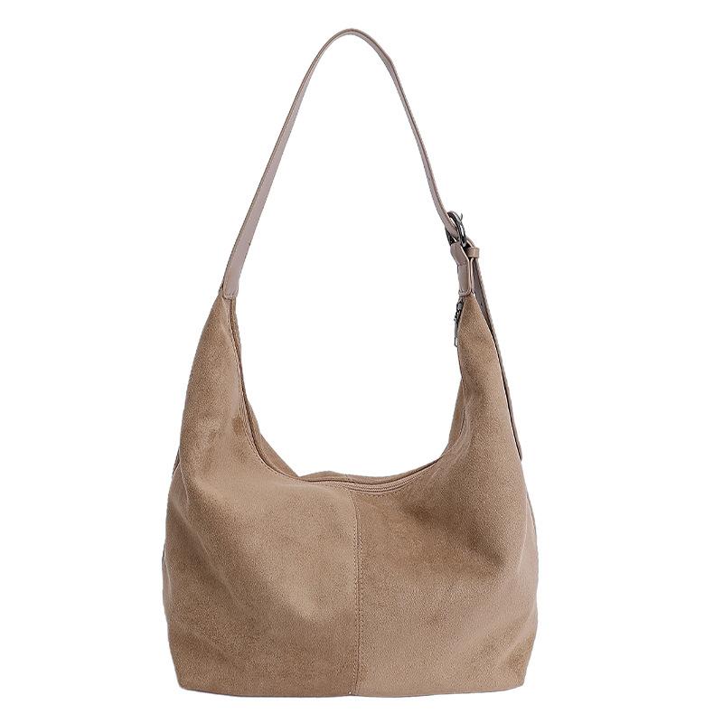 

Trendy retro tote bag solid color casual large-capacity bag women s new textured armpit bag