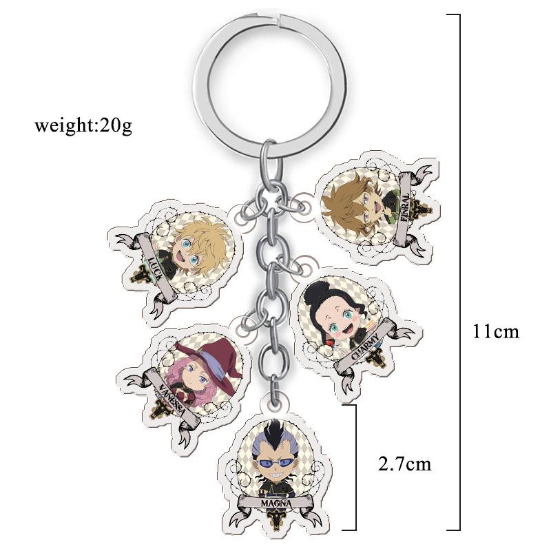 Black Clover Anime Keychain Set: 5 Cute Transparent Acrylic Ornaments 27mm