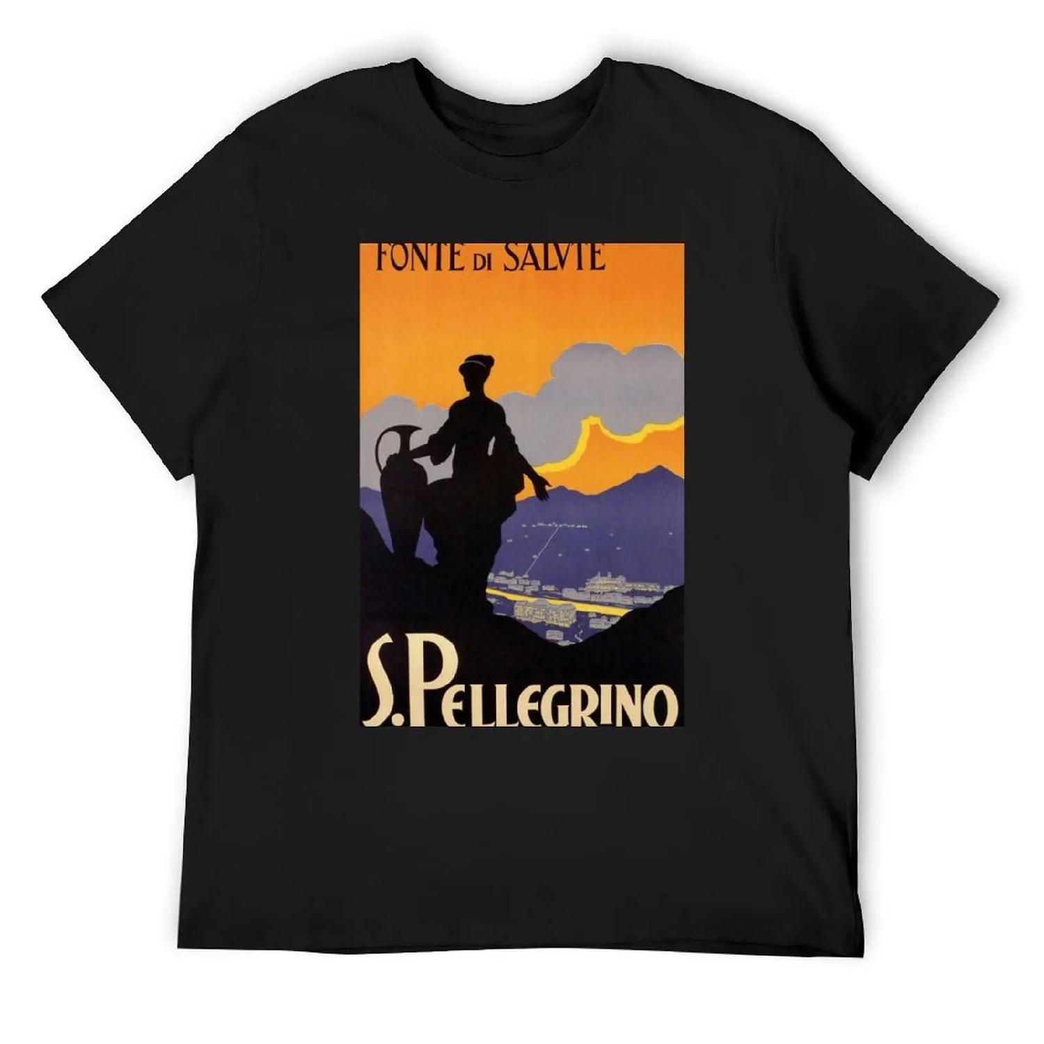 Vintage Travel - San Pellegrino T-Shirt customs anime stuff custom t-shirts men workout shirt S