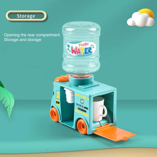 Mini Water Dispenser Bus 2 In 1 Press To Get Water Out Bottle Replaceable Pretend Play Funny Kids Water Dispenser Toy Children Gift