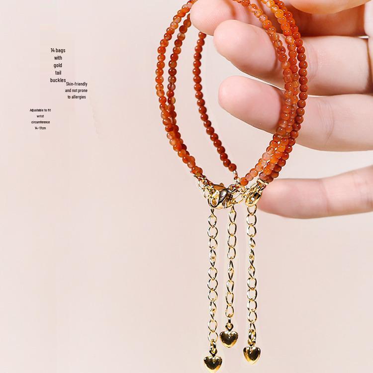 Brățară Simplă din Cristal cu Șnur Roșu Agat Nanhong pentru Femei - Design Delicat de Nișă