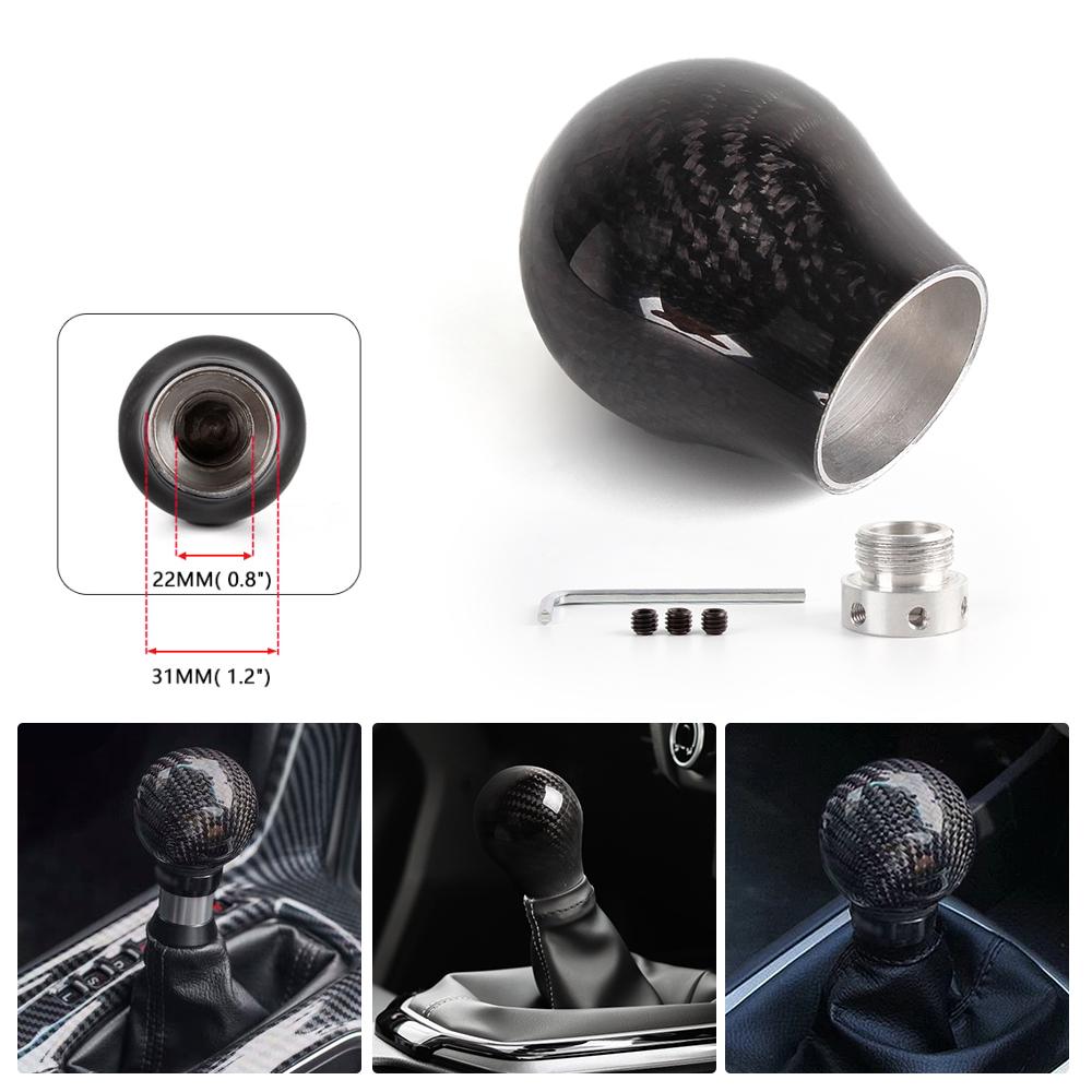 New Arrived Carbon Fiber Gear Shift Knob Manual Transmission Gear Stick Head Shifter Lever Handle With Limiter Adapter SFN135