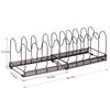 Toplife Telescoping Frying Pan Rack Kitchen Storage Rack with 10 Pot Frying Lid Holder Dividers, Stand, Pan, Pot, (Brown)