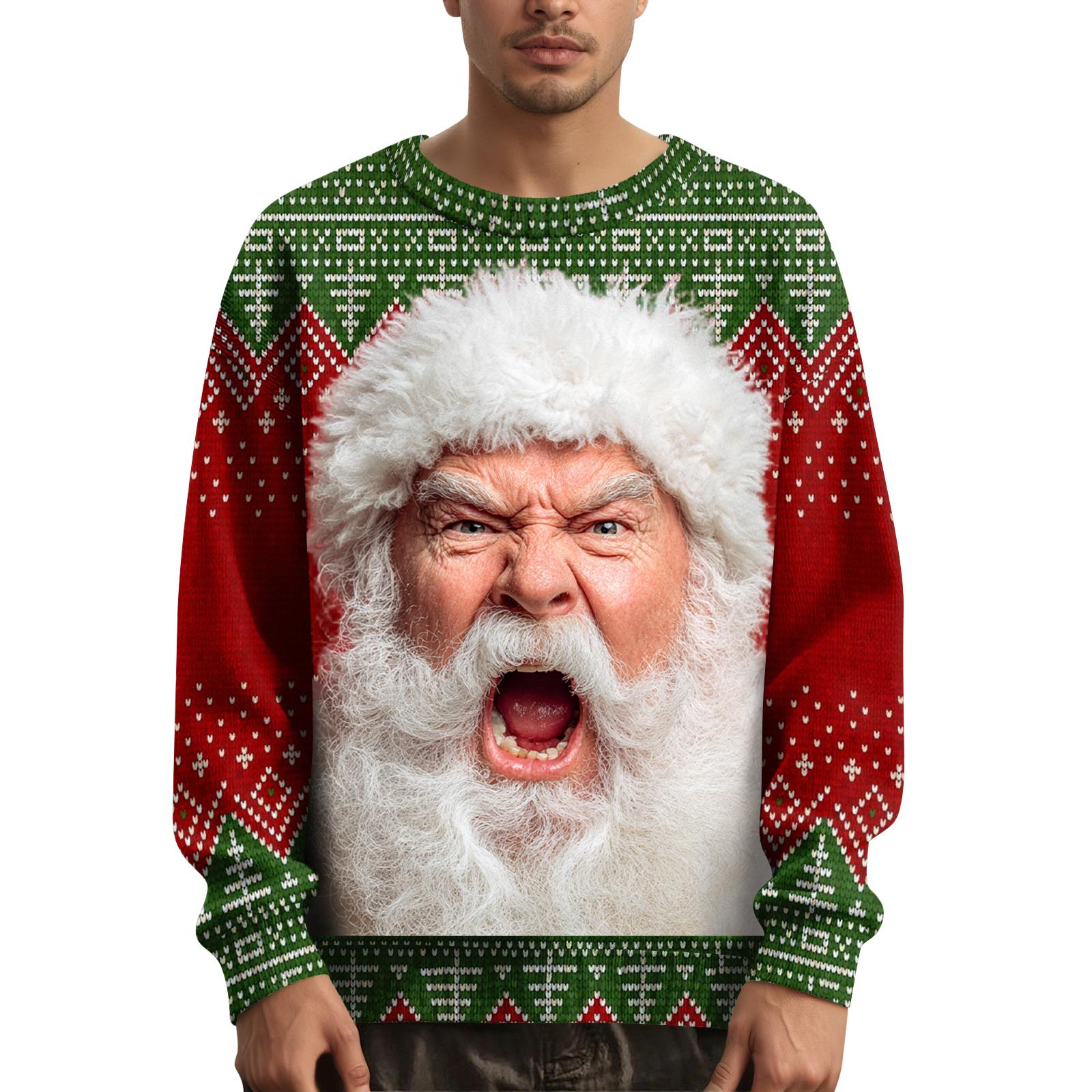 

Мужской рождественский свитер с принтованным воротником XL