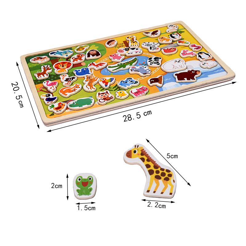 Children Magnetic Puzzle Animal Traffic Vehicle Scenes Game Wooden 3D Jigsaw Toys Baby Kids Early Educational Learning Toy Gifts