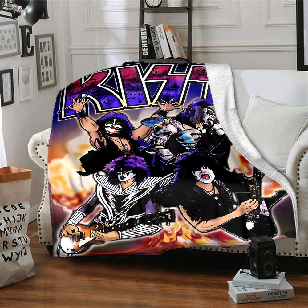 1pc KISS Band Blanket Lightweight Flannel Blanket Throw Blanket For Sofa, Bed, Travel, Camping, Livingroom, Office, Couch