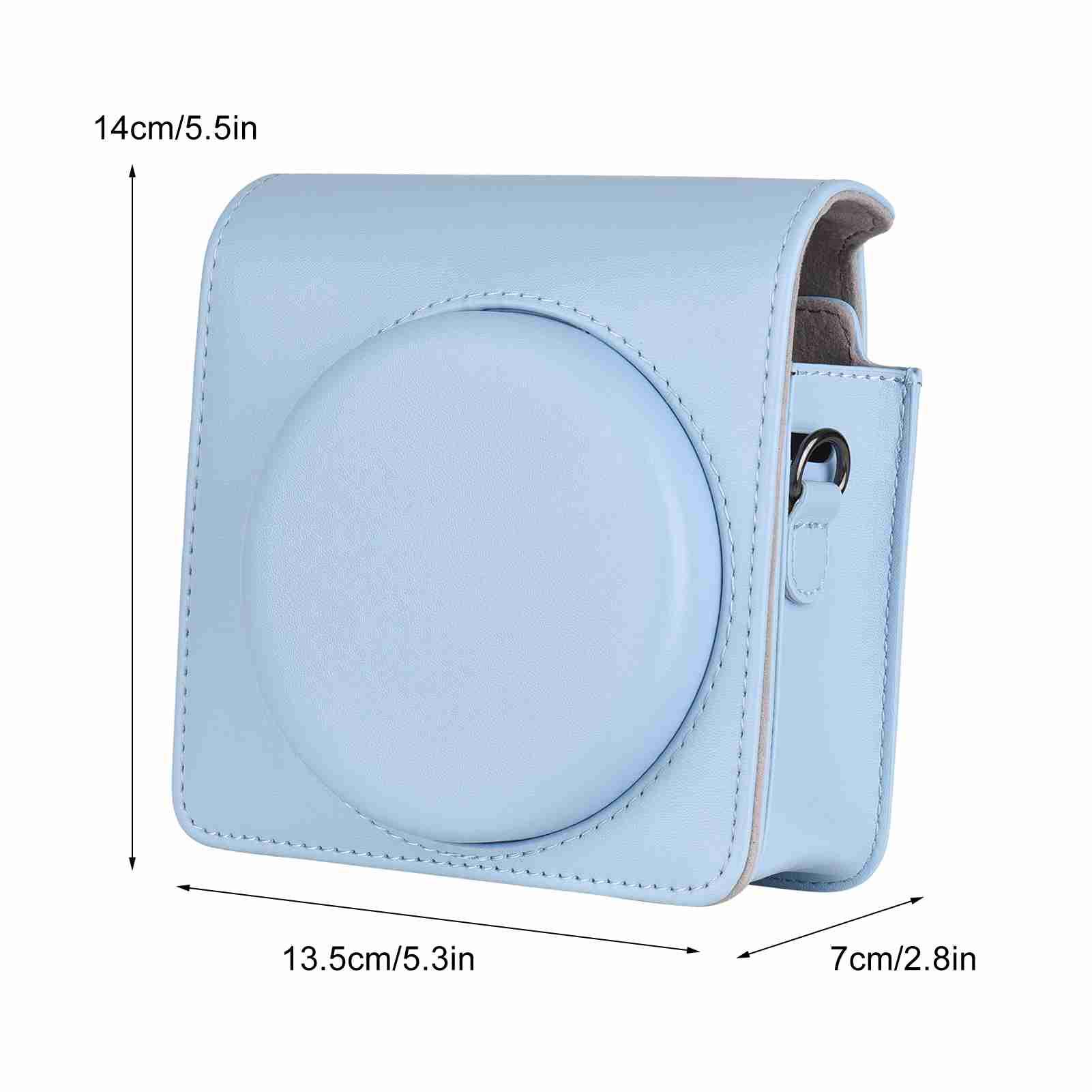 

Portable Instant Camera Case Carry Bag PU Leather with Shoulder Strap Compatible with Fuji SQUARE SQ1 Instant Camera светло-синий