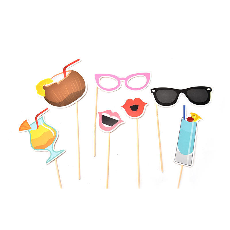 21 Stück Flamingo Fotoautomaten Requisiten Tropisch Hawaiianisch Sommer Junggesellinnenparty Zubehör