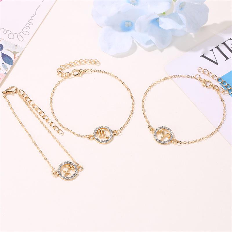 Fashion Twelve Constellation Bracelet Personality Wild Round Hollow Bracelet Couple Bracelet Jewelry MIT