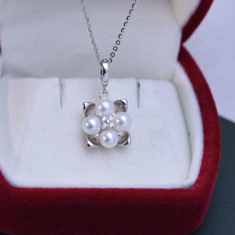 Hochelastische Süßwasserperlen-Anhänger-Halskette, 5-6 mm, mit S925 Silberkette