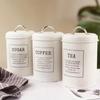 3Pcs Coffee Sugar Container Sets Decor Lid Metal Tea Coffee Sugar Storage Jars Canister Pot Kitchen Container