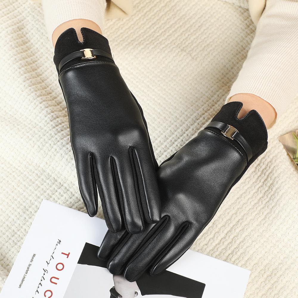 Women's Suede Winter Gloves: Warm, Fleece-Lined, and Windproof for Cycling and Driving