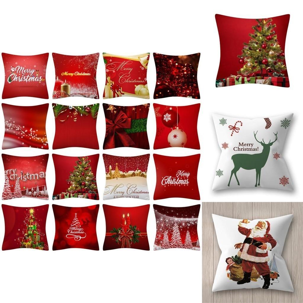 Luxurious Soft Polyester Peach Skin Christmas Cushion Cover With Santa Claus Design