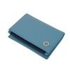 Used Bulgari Man Business Card Holder 7946 Navy Bi-Color Calfskin Bifold RFID Case (11679) Logo Metal Light Blue Men's