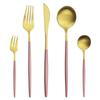 5Pcs Gold Dinnerware Cutlery Set Knife Cake Fork Tea Spoon Dinner Tableware Stainless Steel Flatware Home Kitchen Silverware Set