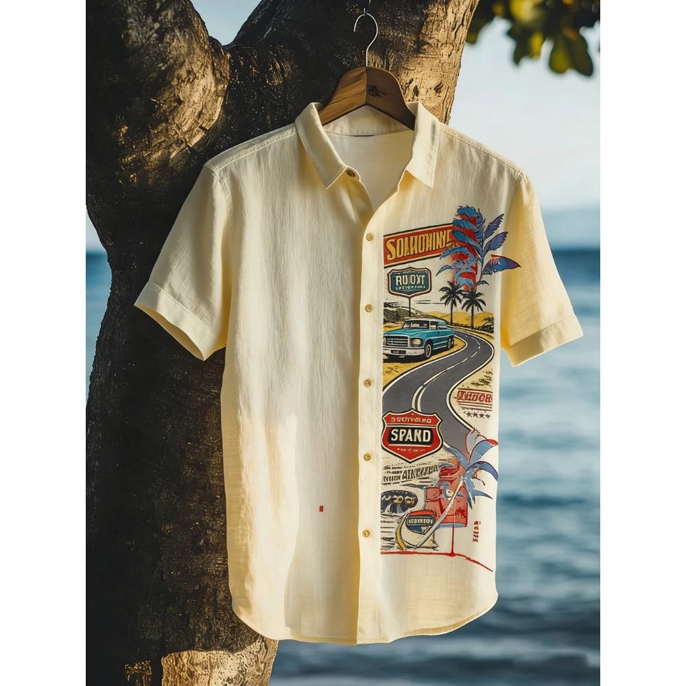 2026 Summer Men's Linen Short Sleeve Shirts Funny Animal Ethnic Patterns Printed Shirts Casual Outdoor Designer Clothes Men