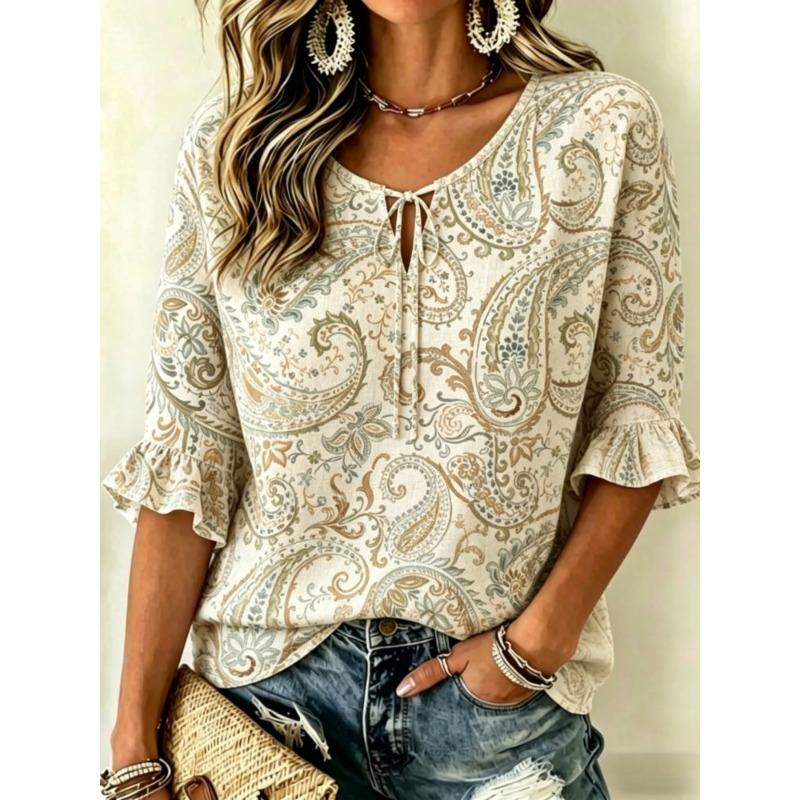 Fresh Breathable Half Sleeve Casual Blouse, Loose Slimming Version, Light Comfortable Summer Outerwear