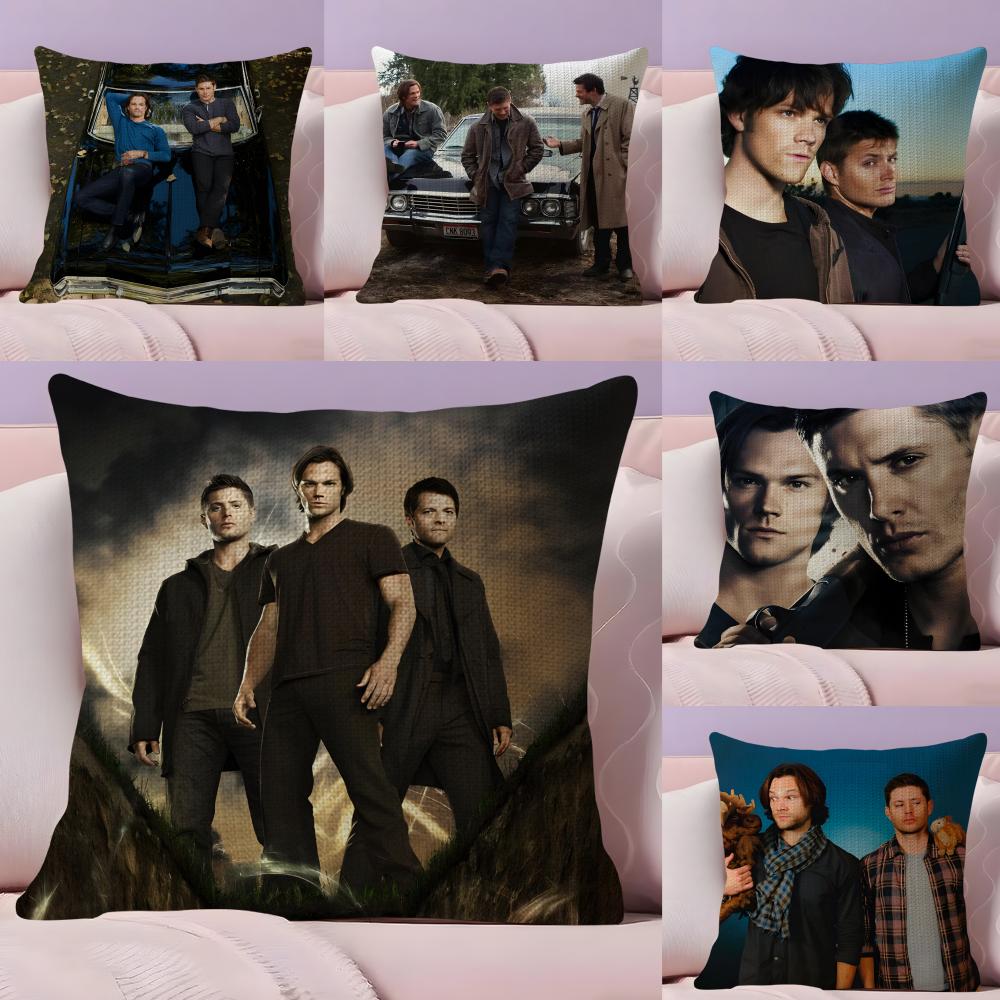SSupernatural TV Series Cushion Cover Natural Linen Pillow Case DoubleSided Print Decorative Sofa Pillowcase Home Decor Gift