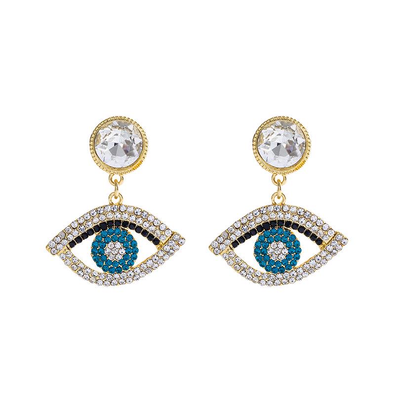 Devil's Eye Drip Oil Alloy Earrings: Trendsetting European & American Street Style