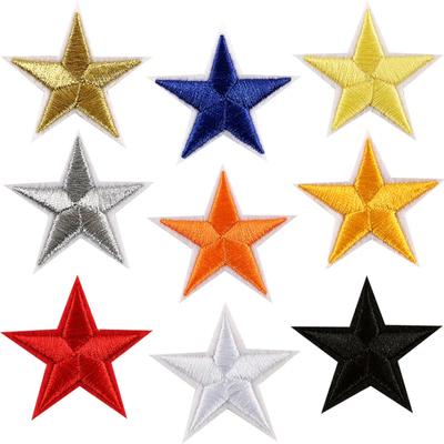 10Pcs 9 Colors Silver Gold Stickers Clothes 5 Star Embroidered Applique Iron On Patches For Clothing Military Motif Army Badge