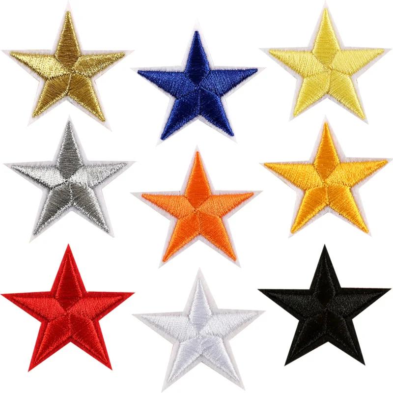 10 Stück 9 Farben Silber Gold Aufkleber Kleidung 5 Sterne Gestickte Applikation Aufbügel-Flicken Für Kleidung Militärisches Motiv Armeebzeichen