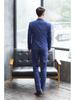 Men's Blue Plaid Slim Fit Blazer & Suit Set - Korean Style Two-Button Casual Tuxedo