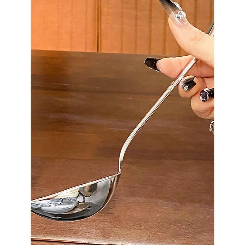 18/10 Stainless Steel Spoon Noodle Spoon For Home Small Spoon Big Mouth Soup Dried Rice Spoon Deep Mouth Noodles Soup Ladle