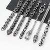 Mens Stainless Steel Cuban Link Bracelet Heavy Duty Black Oxidized Retro Gothic Punk Biker Style Jewelry Adjustable for Men