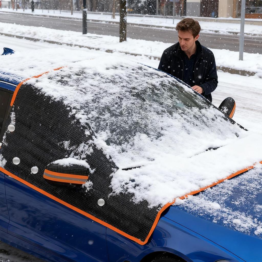 Universal Magnetic Car Windshield Snow Cover Waterproof Oxford Cloth Guard Windproof Car Windshield Snow Cover With Strap