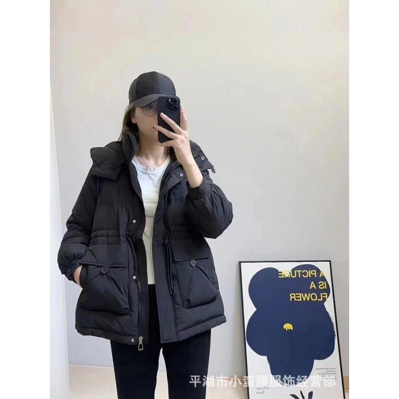 Womens Mid-Length Puffer Jacket Thick Warm Down Coat Slim Fit With Pockets Winter
