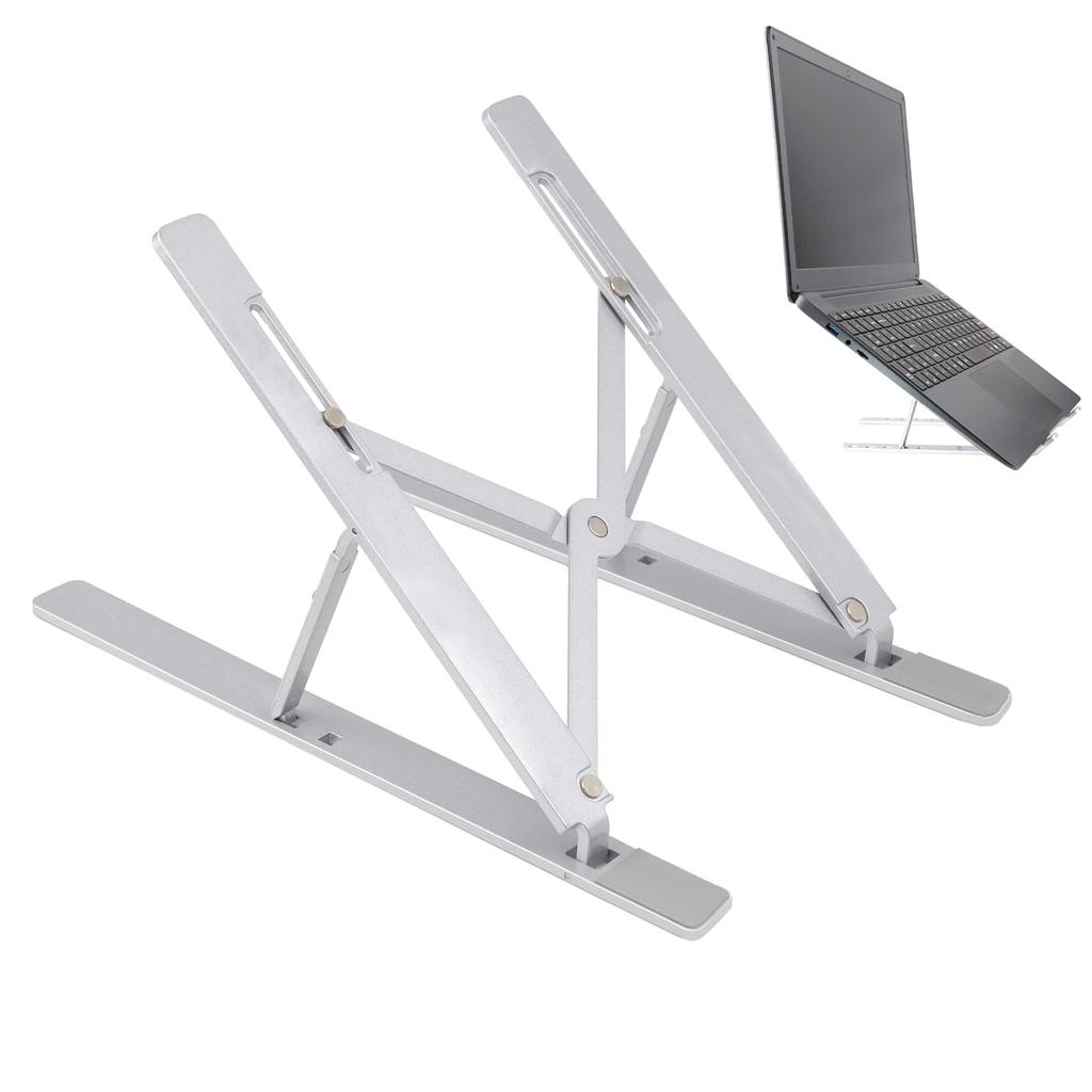 SGIN Laptop Adjustable Computer Tablet Laptop PC High Improves Relieves Back Pain and Easy to Aluminum Silver Stand, 6-Level Height, Stand, Stand,