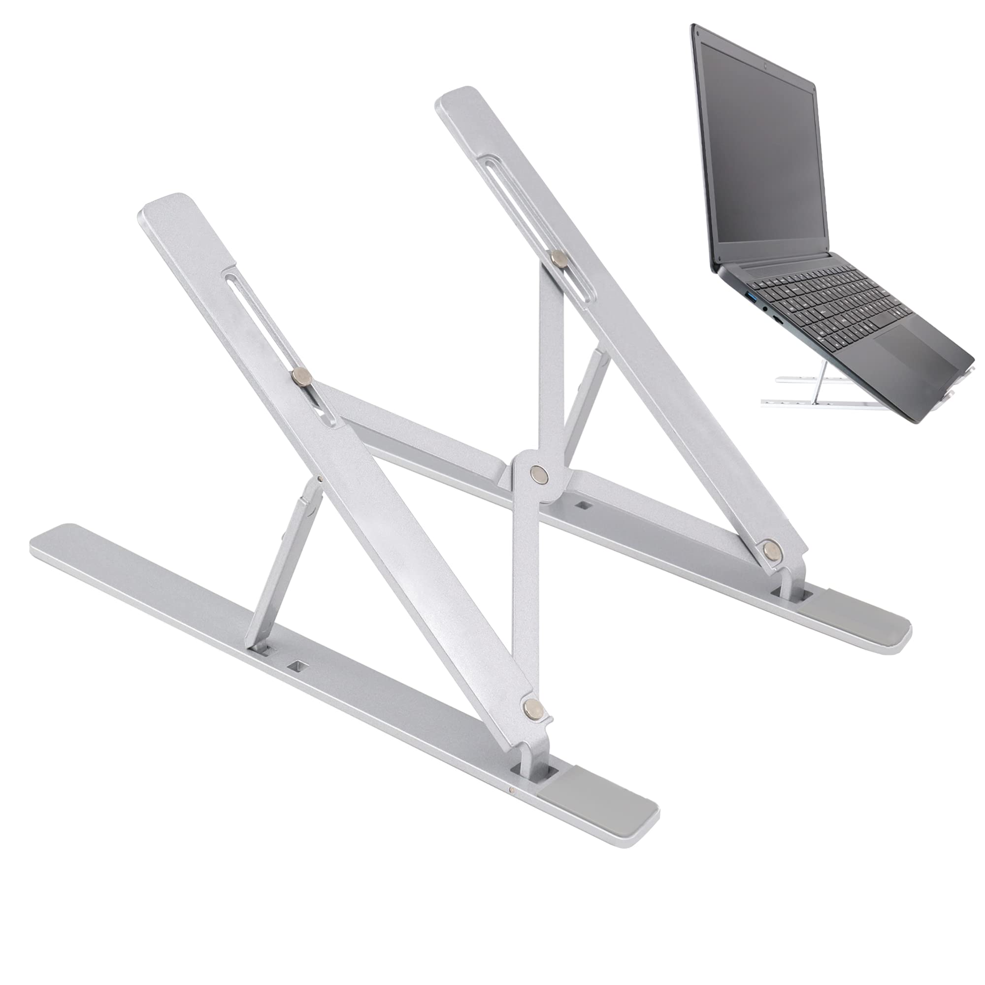 

SGIN Laptop Adjustable Computer Tablet Laptop PC High Improves Relieves Back Pain and Easy to Aluminum Silver Stand, 6-Level Height, Stand, Stand, серебряный