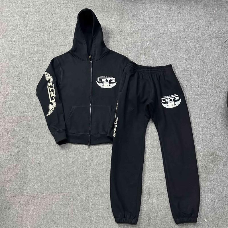 Croteiz Classic Printed Hooded Zip Sweatshirt Loose Fit Casual Wear Youth