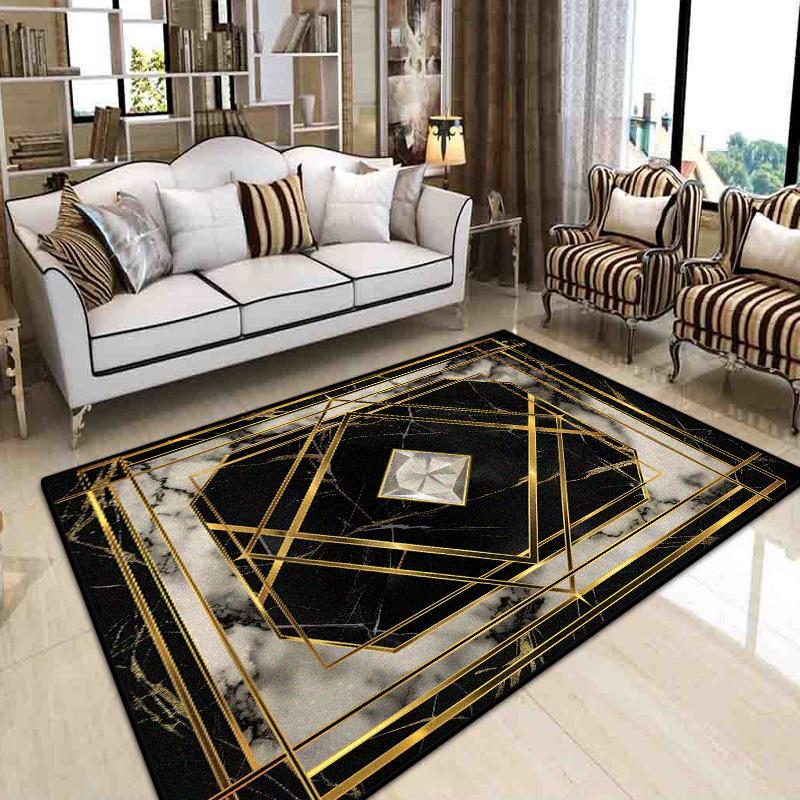 

Европейские Черные Золотые Роскошные Ковры Ретро Гостиная Большой Ковер Холл Отеля Зона Дивана Напольный Коврик Коридор Комната Нескользящие Коврики 60*90cm