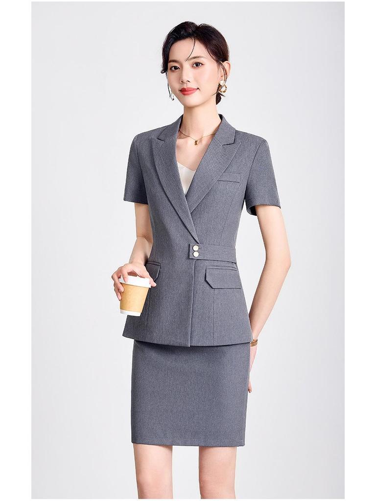 Eleganter Damen Sommer Anzug: Professioneller Rock & Blazer für Hotelrezeption, Büro oder medizinische Uniform