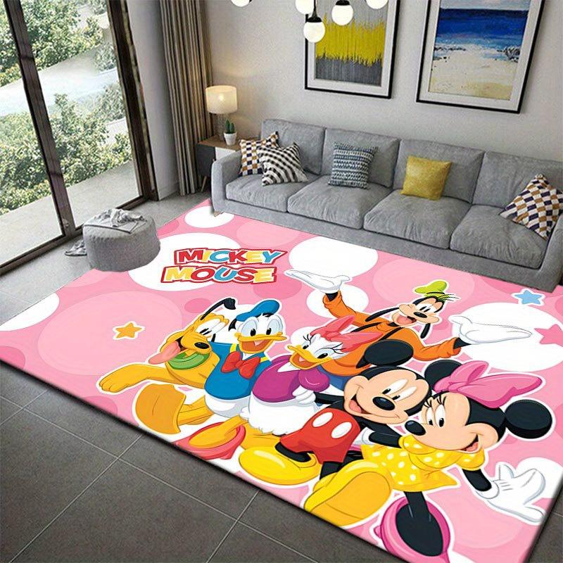 1pc Mickey and Minnie_ Area Rug, Non-Slip Floor Mat, Cartoon Character Design, Soft Velvet, Room Decor, Washable Indoor Carpet