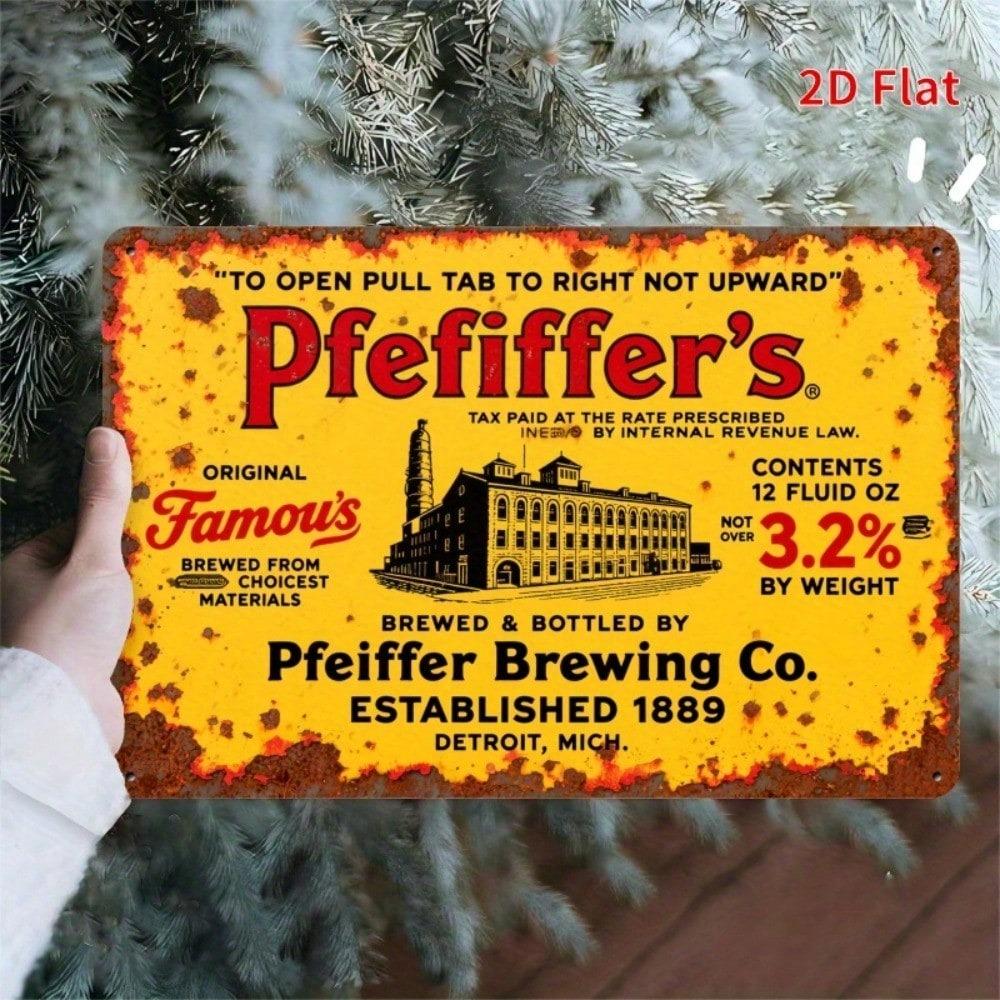 Planetjuice Vintage Pfeiffers Beer Metal Tin Sign Retro Wall Decor Rustic Industrial Art 20X30CM